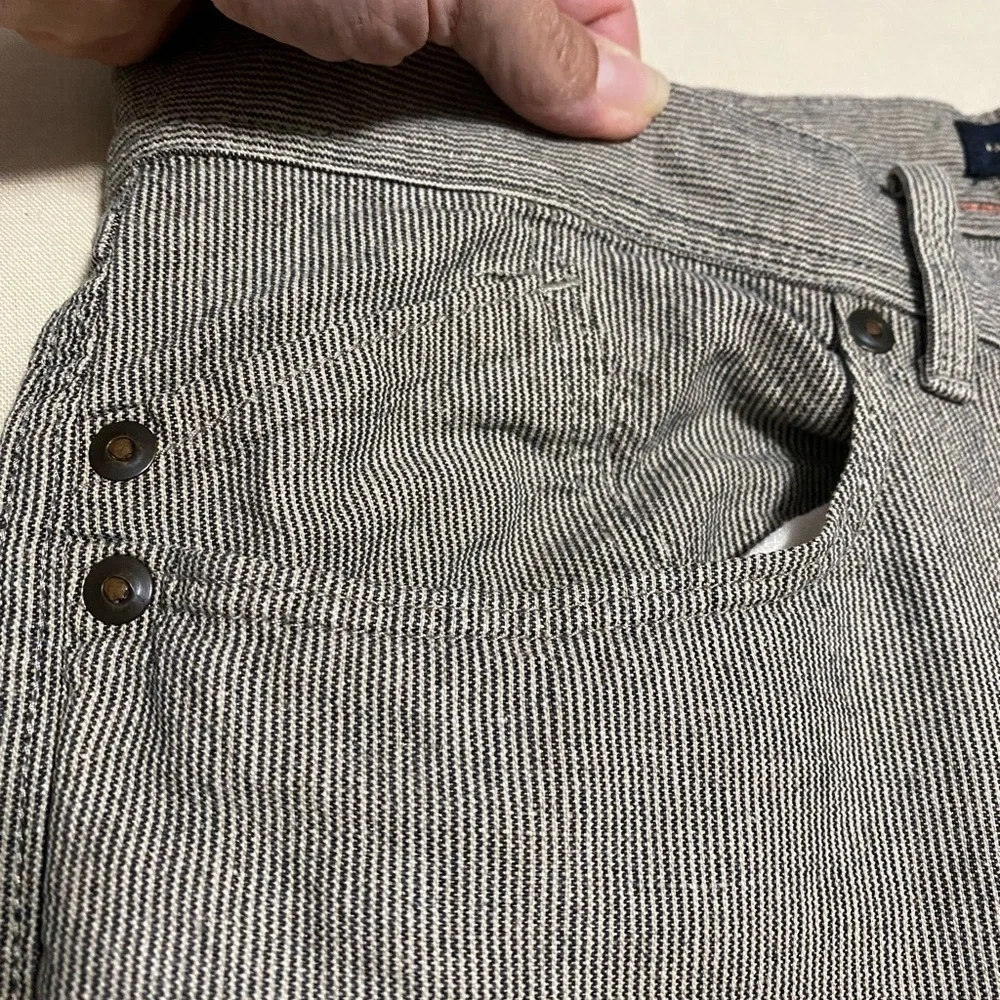 Banana Republic Men's Linen Blend Brown Stripe Straight Jeans Pants. 31X32